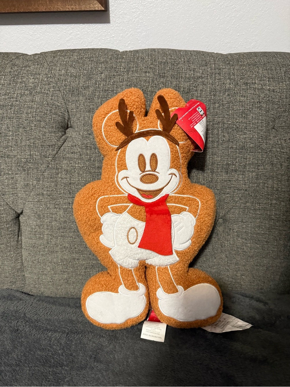 Disney Brown Mickey & Minnie gingerbread Plush Accent Pillows - Picture 2 of 7